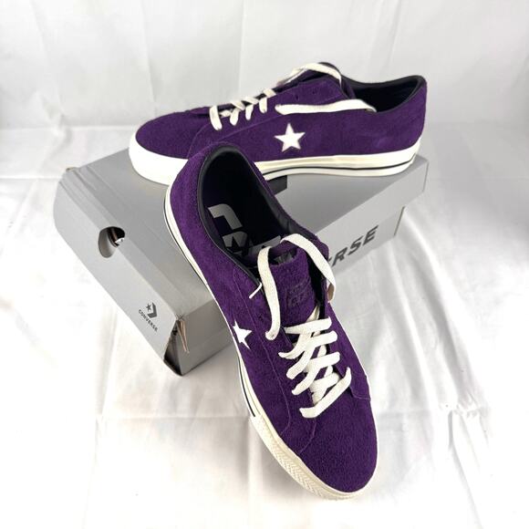 Converse One Star Low Top Unisex Sneakers Size 10.5 Purple Suede White Star Logo - Picture 15 of 15